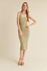 Sage Sleeveless Knit Midi Dress