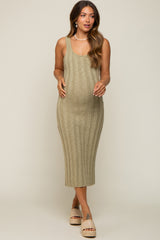 Sage Sleeveless Knit Maternity Midi Dress