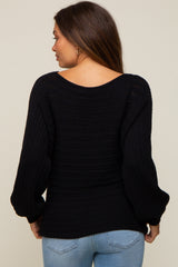 Black Crochet Dolman Sleeve Maternity Sweater