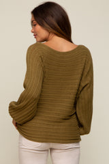 Olive Crochet Dolman Sleeve Maternity Sweater