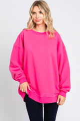 Fuchsia Soft Knit Fleece Lined Maternity Sweatshirt