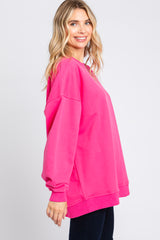 Fuchsia Soft Knit Fleece Lined Sweatshirt