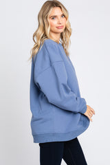 Blue Soft Knit Fleece Lined Sweatshirt