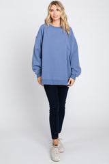 Blue Soft Knit Fleece Lined Sweatshirt