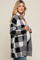 Black Plaid Shawl Maternity Cardigan