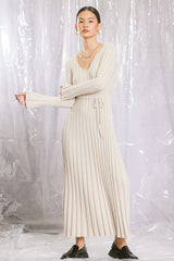 Taupe Ribbed Maternity Knit Maxi Dress