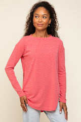 Red Long Sleeve Curved Hem Maternity Top