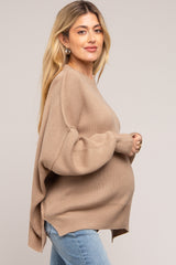 Mocha Maternity Long Sleeve Sweater