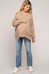 Mocha Maternity Long Sleeve Sweater