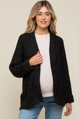 Black Knit Cuffed Maternity Cardigan