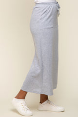 Grey Fleece Drawstring Maxi Skirt