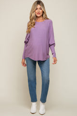 Lavender Knit Long Dolman Sleeve Maternity Top