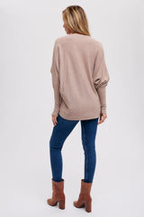 Taupe Knit Long Dolman Sleeve Top