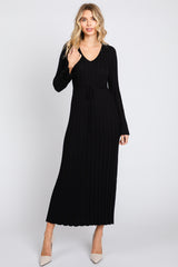 Black Ribbed Knit Maxi Dress