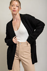 Black Cable Knit Maternity Cardigan