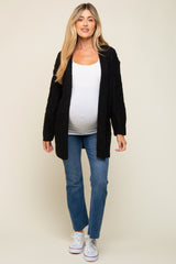 Black Cable Knit Maternity Cardigan