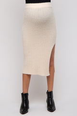 Ivory Fuzzy Ribbed Maternity Midi Skirt