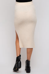 Ivory Fuzzy Ribbed Maternity Midi Skirt