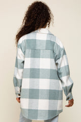 Grey Plaid Brushed Long Shacket