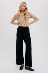 Black Sweater Knit Drawstring Pants