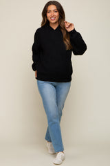 Black Hooded Maternity Sweater