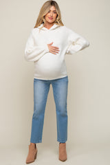 Ivory Hooded Maternity Sweater