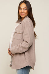 Taupe Corduroy Sherpa Lined Maternity Shacket