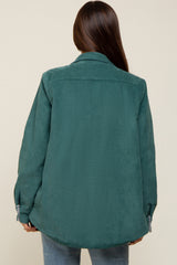 Forest Green Corduroy Sherpa Lined Maternity Shacket