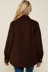 Brown Corduroy Sherpa Lined Maternity Shacket