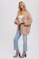 Beige Chunky Knit Cardigan