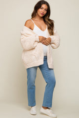 Cream Chunky Knit Maternity Cardigan