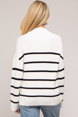 Ivory Striped Mock Neck Maternity Sweater