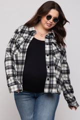 Black Plaid Button Down Plus Maternity Flannel