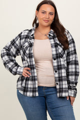 Black Plaid Button Down Plus Maternity Flannel