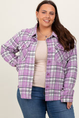 Lavender Plaid Button Down Plus Flannel