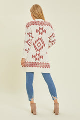 Cream Print Fuzzy Cardigan