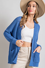 Blue Cuff Sleeve Maternity Cardigan