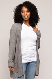 Heather Grey Cuff Sleeve Cardigan