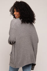 Heather Grey Cuff Sleeve Cardigan