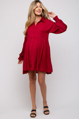 Red Button Down Maternity Dress