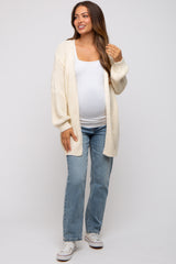 Cream Chunky Knit Oversized Maternity Cardigan