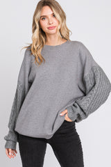 Heather Grey Cable Knit Sleeve Maternity Sweater