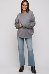 Heather Grey Cable Knit Sleeve Maternity Sweater