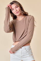 Mocha Soft Knit Long Sleeve Maternity Top