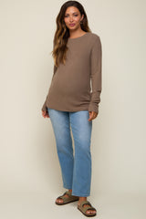 Mocha Soft Knit Long Sleeve Maternity Top