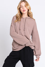 Mocha Ribbed Hooded Top