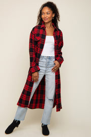 Red Plaid Oversized Shirt