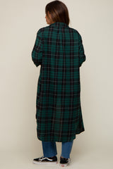 Forest Green Plaid Maternity Oversized Shirt