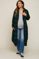 Forest Green Plaid Maternity Oversized Shirt