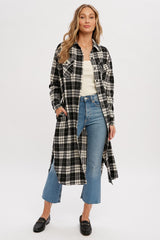 Black Plaid Maternity Oversized Shirt